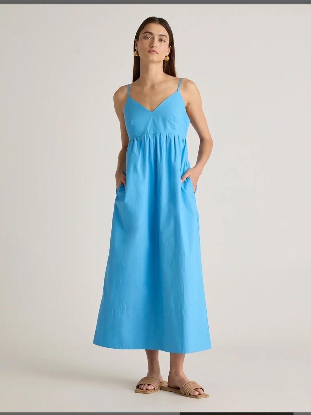 Quince Organic Cotton Spaghetti Strap Maxi Dress